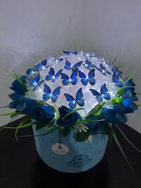 دسته گل رز روبانی و پروانه جاودان|گل مصنوعی|برازجان, |دیوار