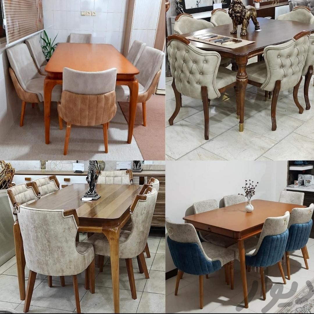 میزنهارخوری چوبی**مدل گوشواره رنگی|میز و صندلی غذاخوری|خرم‌آباد, |دیوار
