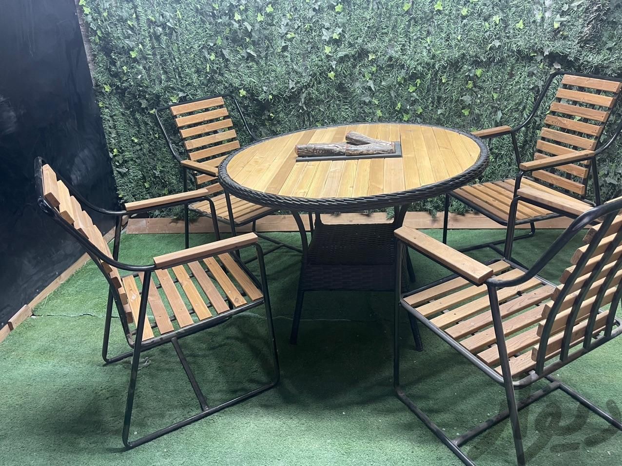 صندلی حیاطی و میز آتشدان فروشگاه مبلمان باغی|بخاری، هیتر و شومینه|تهران, عباس‌آباد|دیوار