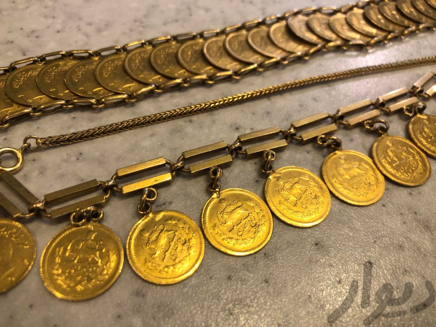 گردنبند و دستبند آنتیک طلا ربع سکه پهلوی|جواهرات|تهران, میرداماد|دیوار