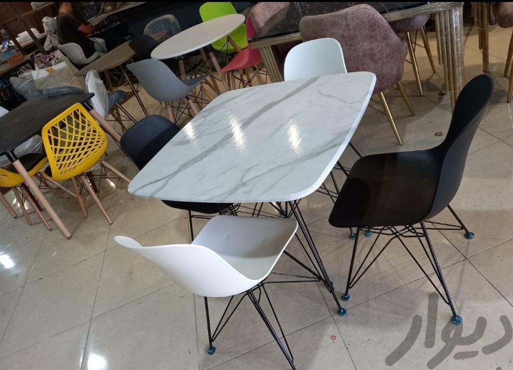 صندلی و میز غذاخوری ناهارخوری طرح سنگی فلزی|میز و صندلی غذاخوری|تهران, کوی فردوس|دیوار