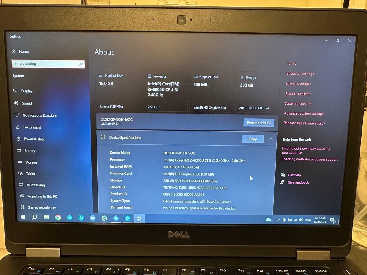 لپ‌تاپ Dell Latitude E5470 رم 16 SSD|رایانه همراه|تهران, نظام‌آباد|دیوار