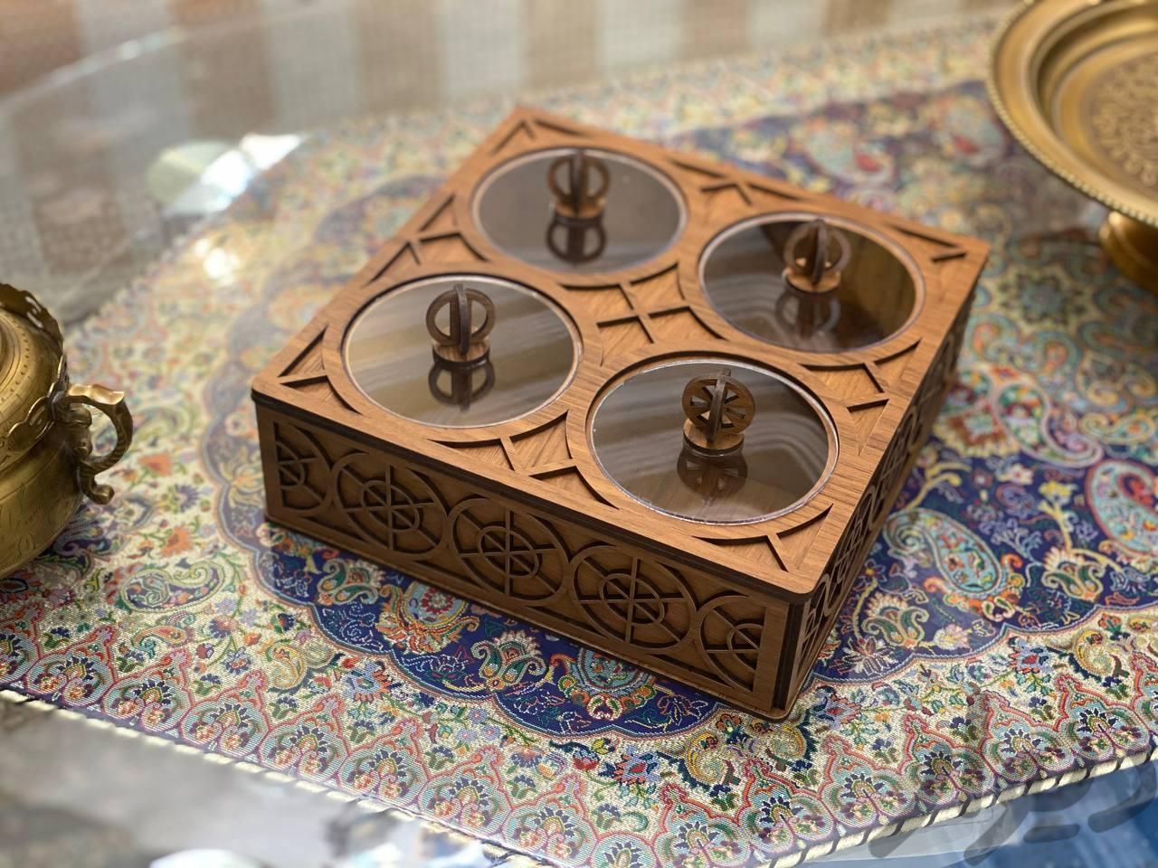 جعبه پذیرایی چوبی اجیل تافی شکلات تی بگ|ظروف سرو و پذیرایی|تبریز, |دیوار
