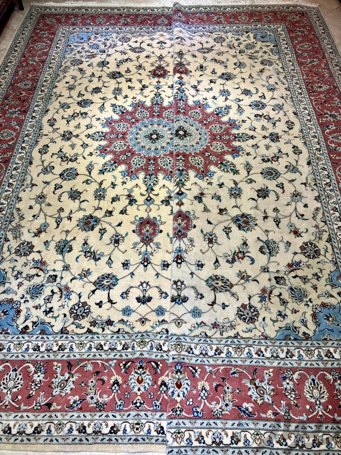 فرش دستباف جفت ۹ متری کاشان کرم حاشیه مسی دستبافت|فرش|تهران, مولوی|دیوار
