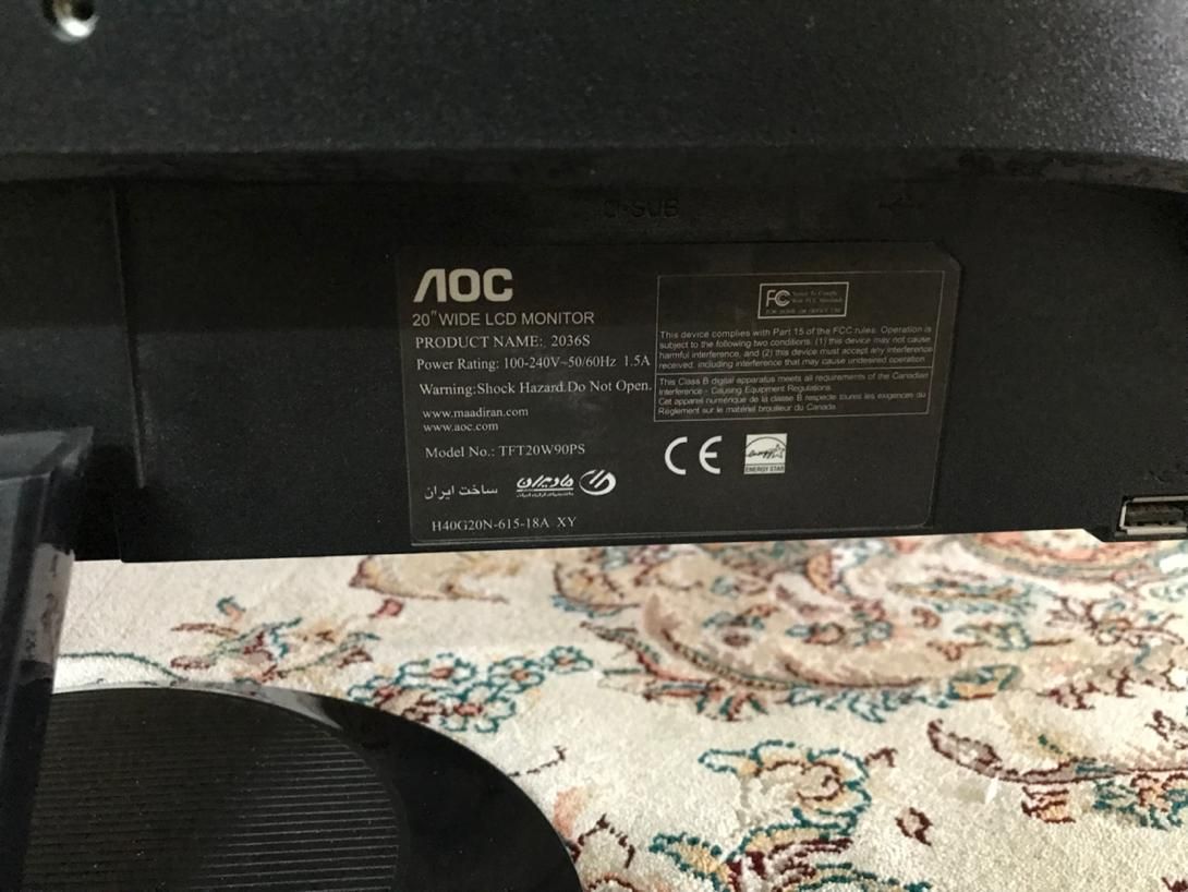مانیتور ۲۰ اینچ LCD مارک AOC|قطعات و لوازم جانبی رایانه|تهران, نارمک جنوبی|دیوار
