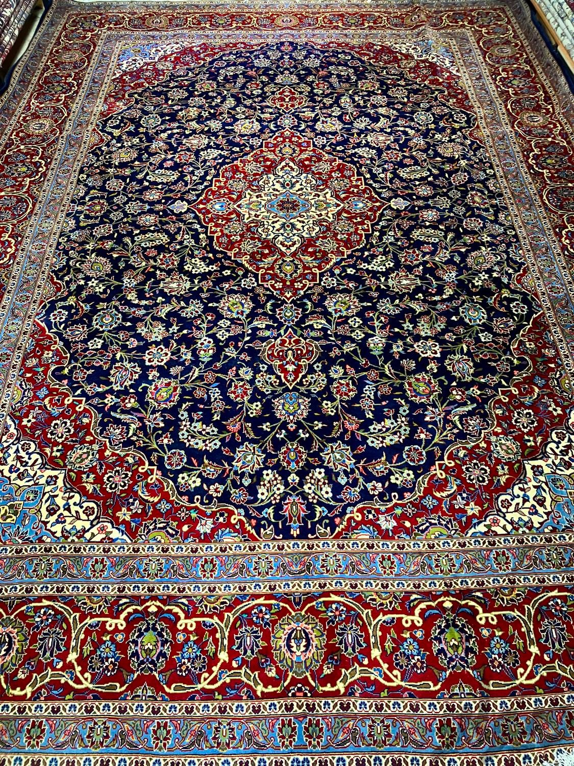 فرش دستباف ۱۲ متری کرک کاشان سرمه ای دستبافت سینا|فرش|تهران, مولوی|دیوار