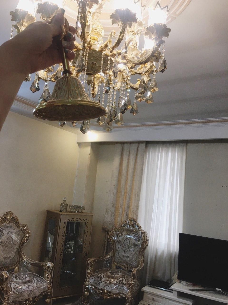 لوستر برنز ۱۸ شاخه ابکاری طلا|لوستر و چراغ آویز|تهران, نازی‌آباد|دیوار