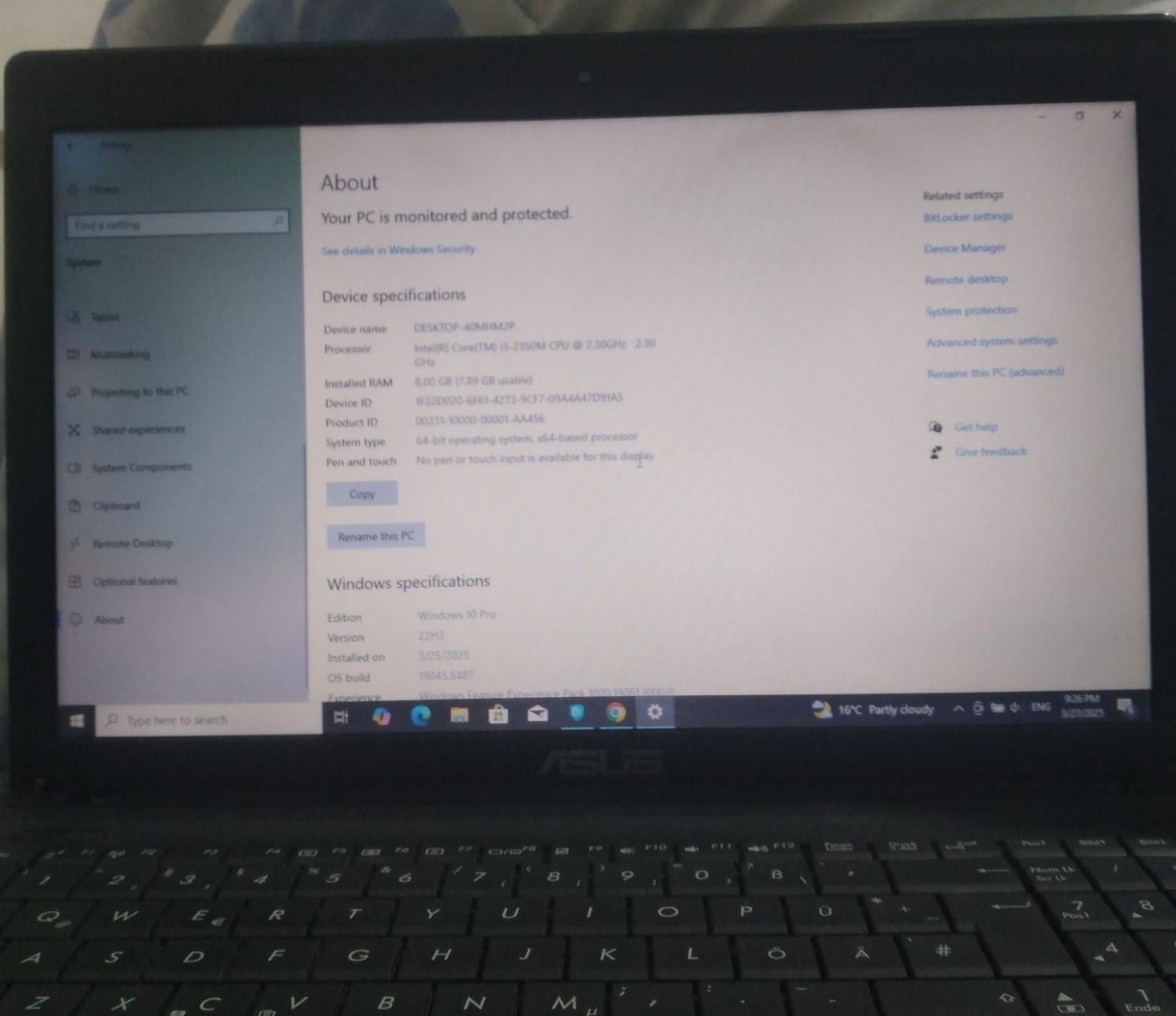 لپتاپ ASUS کاملا سالم و تمیز|رایانه همراه|تهران, صادقیه|دیوار