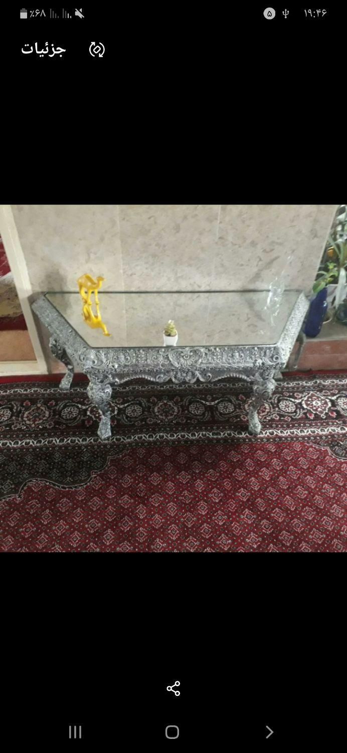 میز کنسول چوبی نقره ی|بوفه، ویترین، کنسول|کرمانشاه, |دیوار