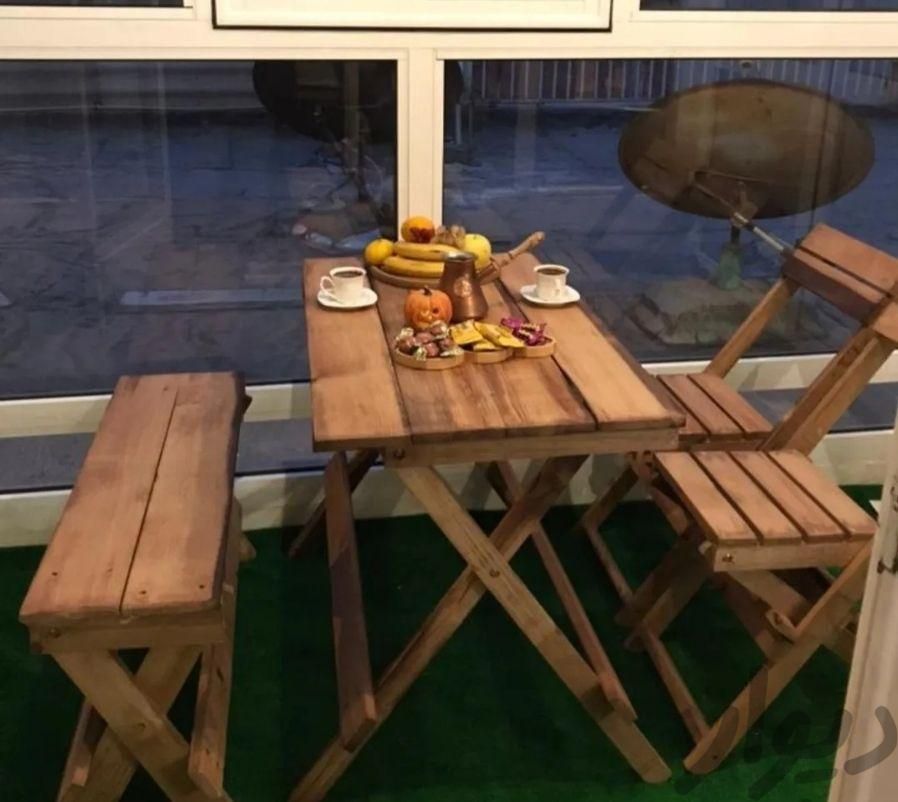 میز و صندلی ناهارخوری چوبی تاشو با چوب نراد|میز و صندلی غذاخوری|تهران, نواب|دیوار