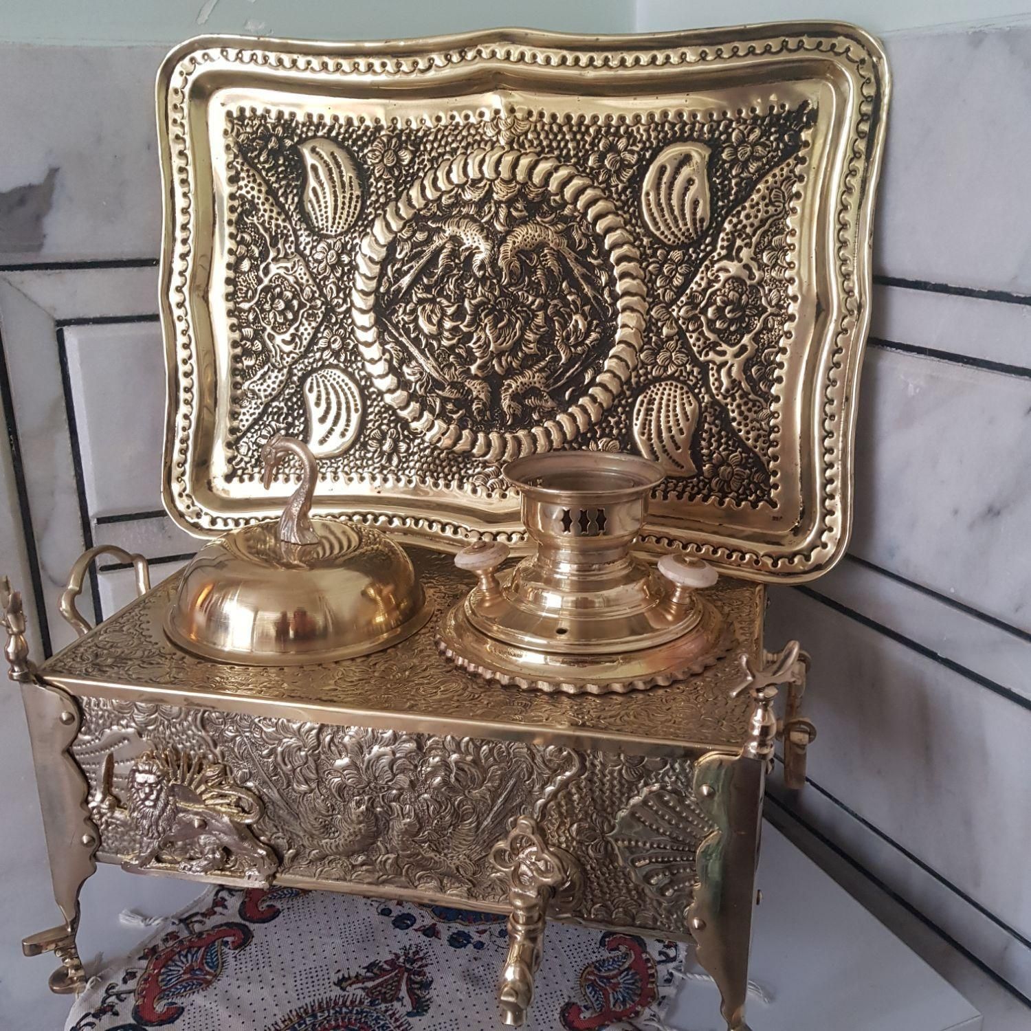 منقل سماوری پارسی برنجی ذغالی زغالی سماور|کلکسیون اشیاء عتیقه|اهواز, رسالت|دیوار