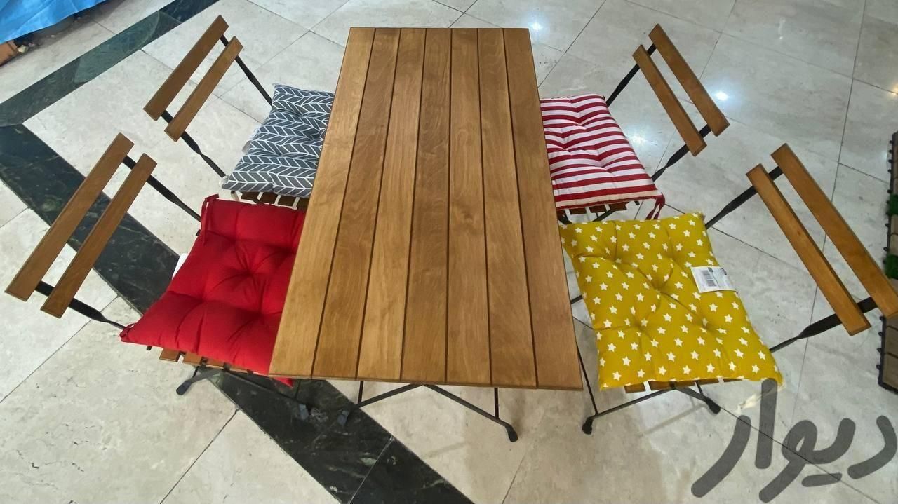 میزوصندلی 4نفره تاشو چوبی پلی وود طرح تارنو ایکیا|میز و صندلی غذاخوری|تهران, شوش|دیوار
