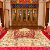 لحاف کرسی طرح یلدا قرمز مدل پشتی تخت سنتی|رختخواب، بالش، پتو|تهران, مینا|دیوار