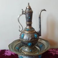افتابه لگن برنجی فیروزه کوبی|صنایع دستی و سایر لوازم تزئینی|فرخ‌شهر, |دیوار