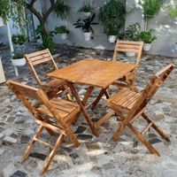 ست میز و صندلی کافه چهار نفره تاشو چوبی مدل حالیا|صندلی و نیمکت|تهران, نواب|دیوار