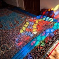 لحاف کرسی طرح یلدا قرمز مدل پشتی تخت سنتی|رختخواب، بالش، پتو|تهران, مینا|دیوار
