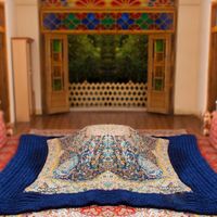 لحاف کرسی طرح یلدا قرمز مدل پشتی تخت سنتی|رختخواب، بالش، پتو|تهران, مینا|دیوار