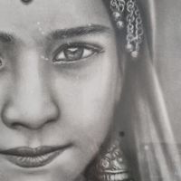 تابلو سیاه قلم ۵۰ در ۷۰ دختر روستایی|تابلو، نقاشی، عکس|تهران, باغ فیض|دیوار
