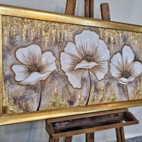 تابلو نقاشی*ورق طلا* طرح سه گل کرم قهوه ای|تابلو، نقاشی و عکس|تهران, عباس‌آباد|دیوار