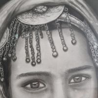 تابلو سیاه قلم ۵۰ در ۷۰ دختر روستایی|تابلو، نقاشی، عکس|تهران, باغ فیض|دیوار
