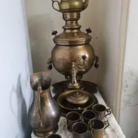 سماور روسی با حک روسی روی بدنه