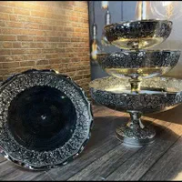 سرویس  کامل پذیرایی مسی کروم شده گل رز