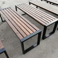 نیمکت چوبی فلزی باغی پارکی نیمکت بدون پشتی