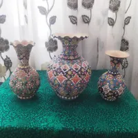 سه گلدان میناکاری دکوری|صنایع دستی و سایر لوازم تزئینی|جوانرود, |دیوار