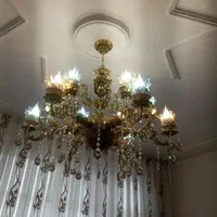 لوستر ۱۲ شعله طلایی سیاه قلم رز شاهی