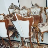 ناهار خوری سلطنتی چوب ۶ نفره|میز و صندلی غذاخوری|خرم‌آباد, |دیوار