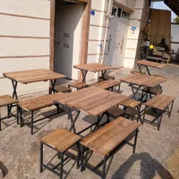 میز و صندلی چوب فلز نیمکتی تاشو کد A 67