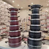 سرویس قابلمه 14تیکه هلنا سایزبزرگ لب چدن کف زنبوری