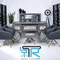 میز ریاستی اداری چستر چرمی سفید مشکی آموزشگاه زبان