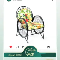 گلبرگ مشکی صندلی باغی میز گرد شیشه ای