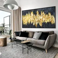 تابلوی نقاشی بوم طلایی مشکی برجسته مینیمال مدرن