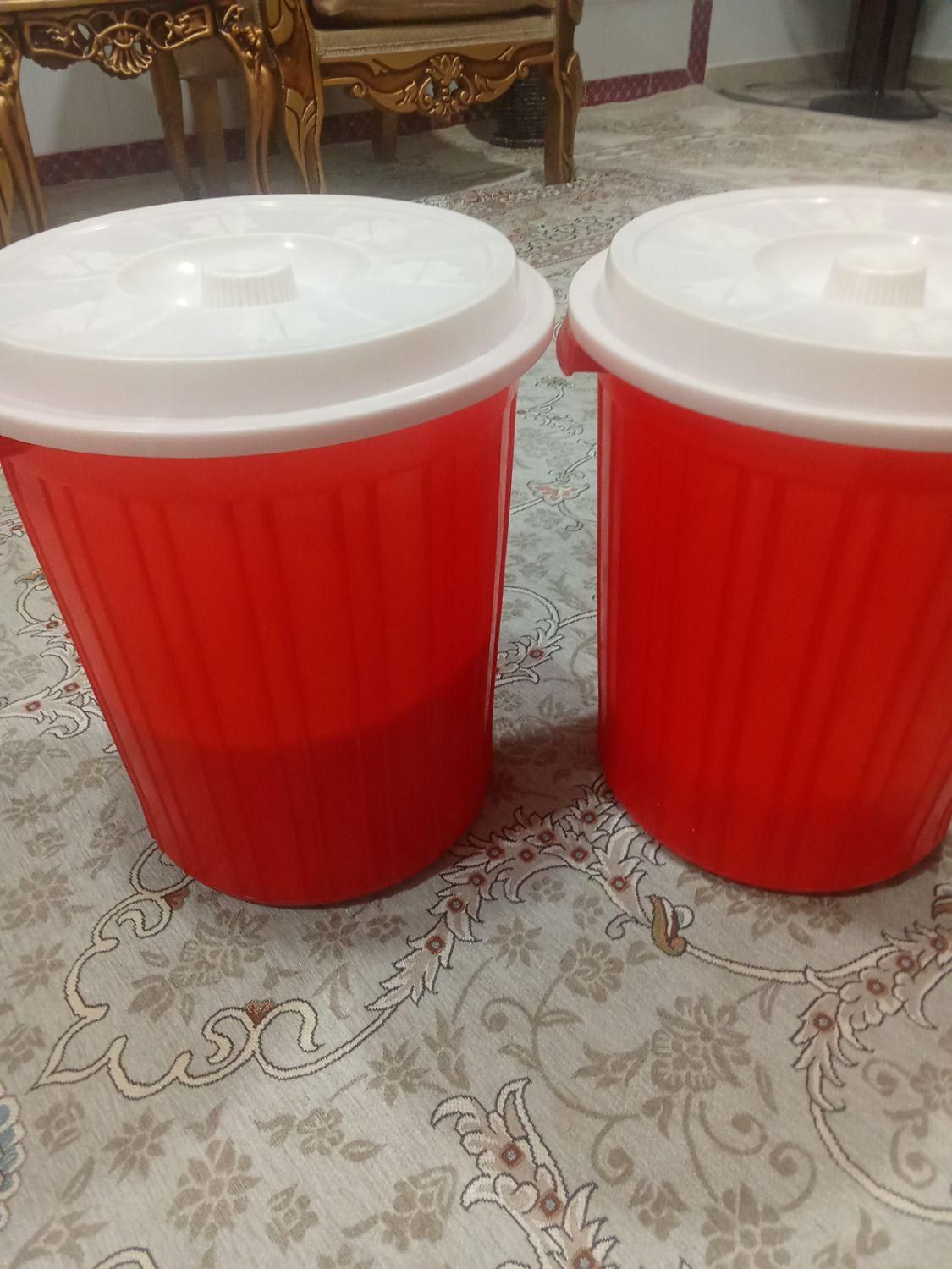 دو عدد سطل جا برنج و قند بزرگ|ظروف نگهدارنده، پلاستیکی، یک‌بارمصرف|دورود, |دیوار