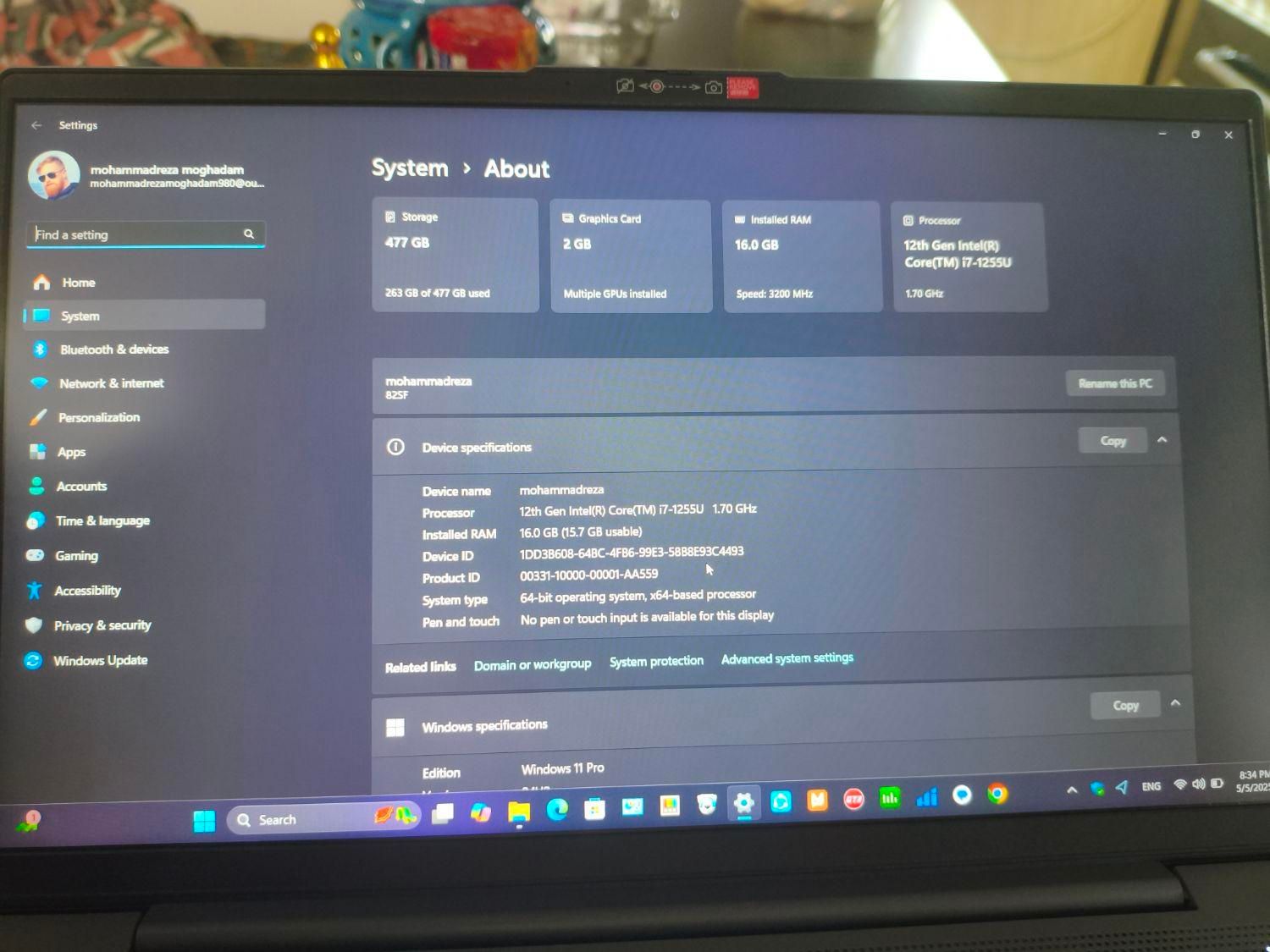 لب تاپ لنوو lenovo ideapad 5 i7 1255u 16 gig|رایانه همراه|تهران, شهران جنوبی|دیوار