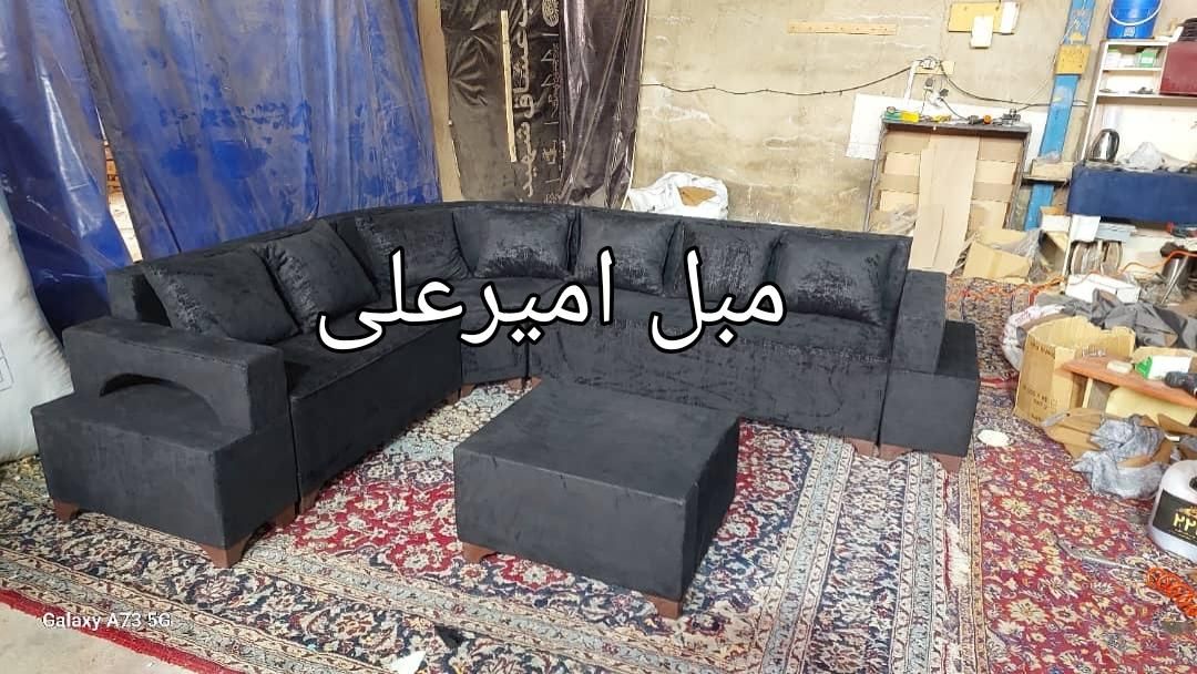 مبلمان مبل ال و راحتی طوسی مشکی|مبلمان خانگی و میز عسلی|تهران, شهرک شریفی|دیوار