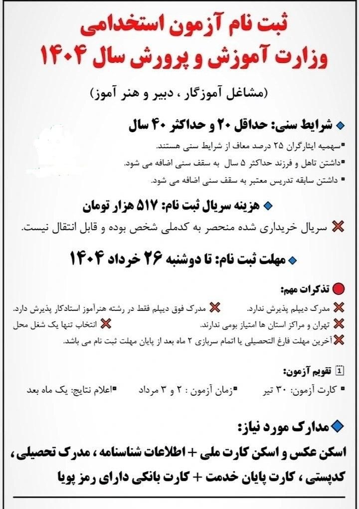 ثبت نام آزمون استخدامی آموزش و پرورش|خدمات رایانه‌ای و موبایل|سبزوار, قاضی زاد|دیوار