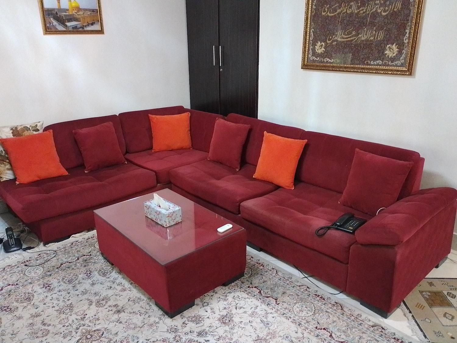 مبل راحتی ال زرشکی شش نفره|مبلمان خانگی و میز عسلی|تهران, پاسداران|دیوار