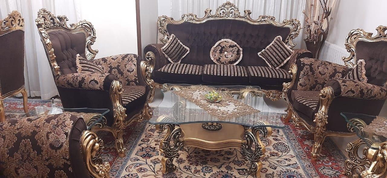 فروش ست ۹ نفره مبل استیل به همراه نهار خوری ۱۲ نفر|مبلمان خانگی و میز عسلی|تهران, شهرک ژاندارمری|دیوار