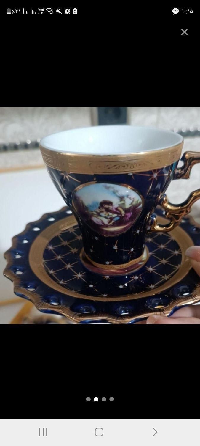 سرویس طلاکوب لمونژ سورمه ای اصل|ظروف سرو و پذیرایی|تهران, ستارخان|دیوار
