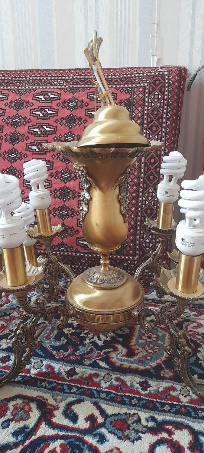 لوستر برنزی قدیمی سنگین|لوستر و چراغ آویز|قزوین, |دیوار