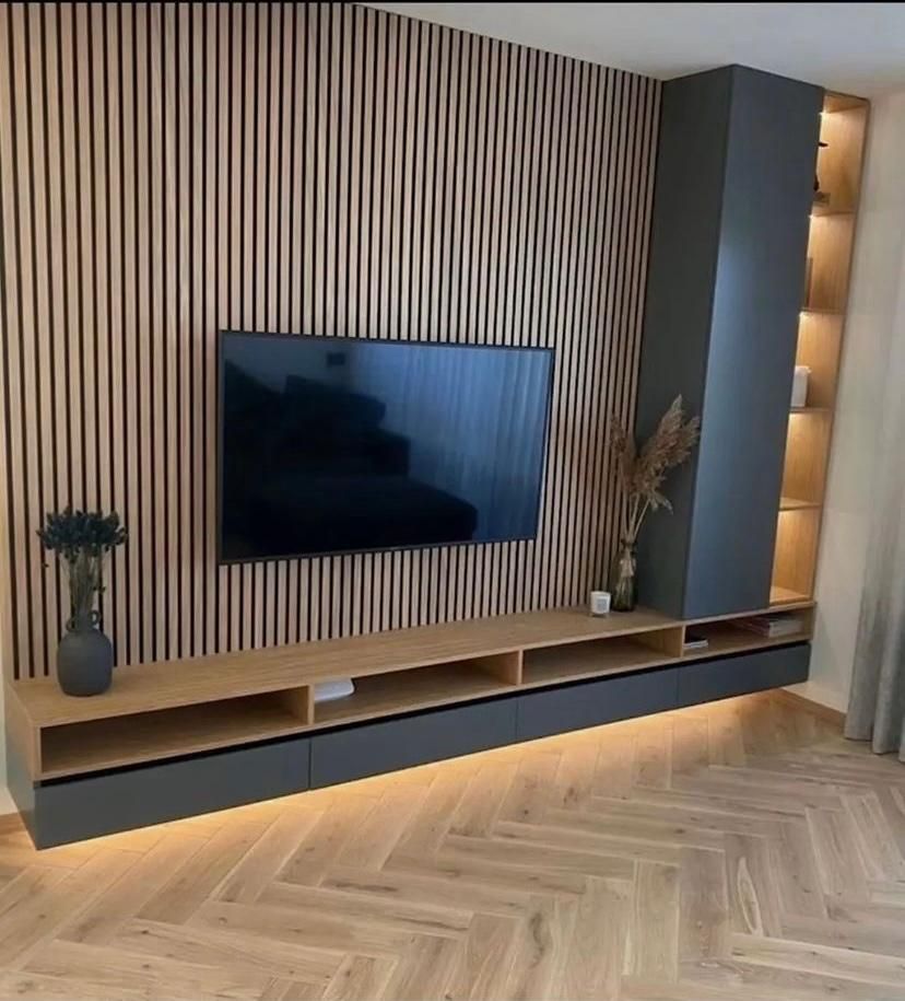 اجرای تخصصی تی وی وال tv wall با نورپردازی|میز تلویزیون|تهران, اندیشه (شهر زیبا)|دیوار