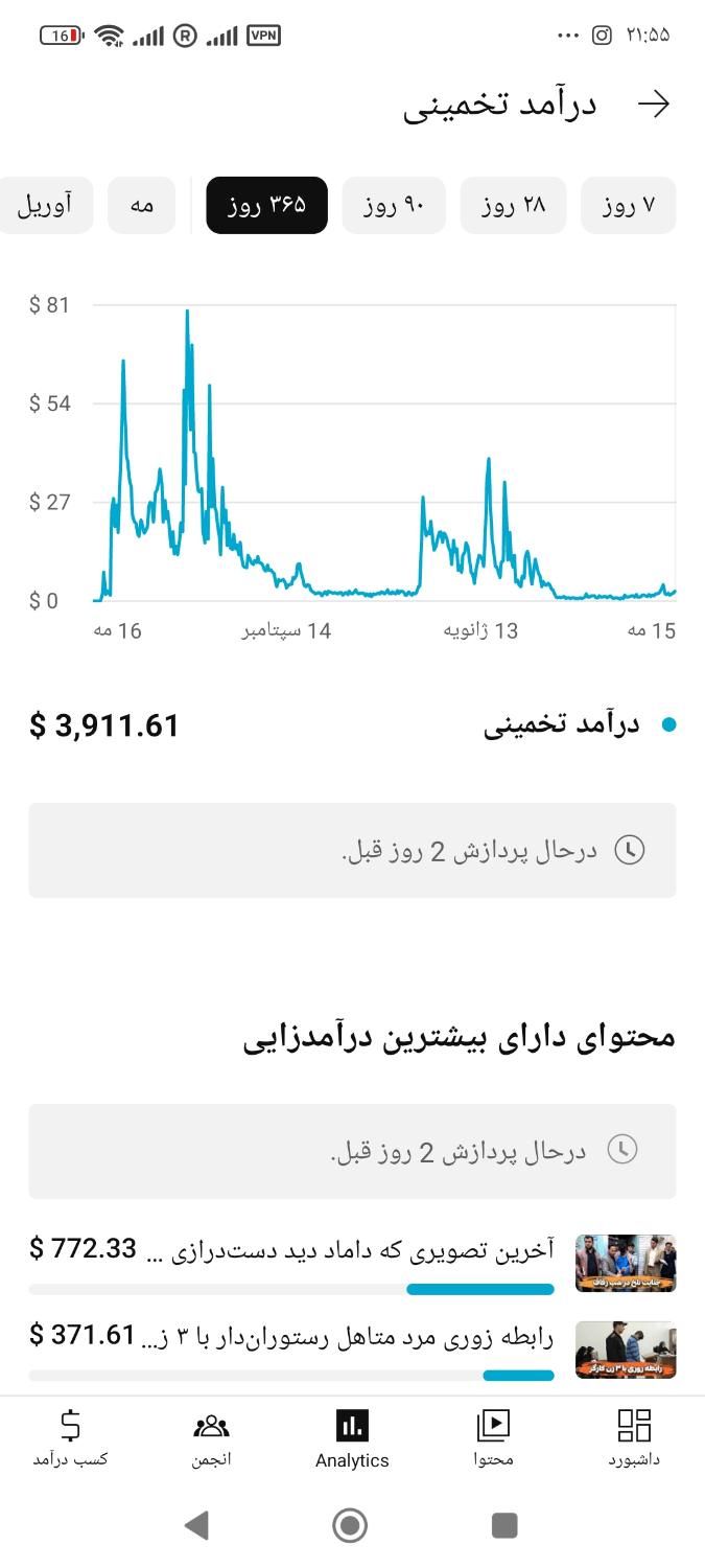 فروش کانال یوتیوب با یکسال درآمدزایی فعال|خدمات رایانه‌ای و موبایل|تهران, الهیه|دیوار