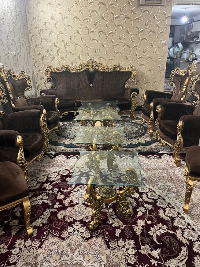 مبل سلطنتی ۹ نفره|مبلمان خانگی و میز عسلی|تهران, عبدالله‌آباد|دیوار