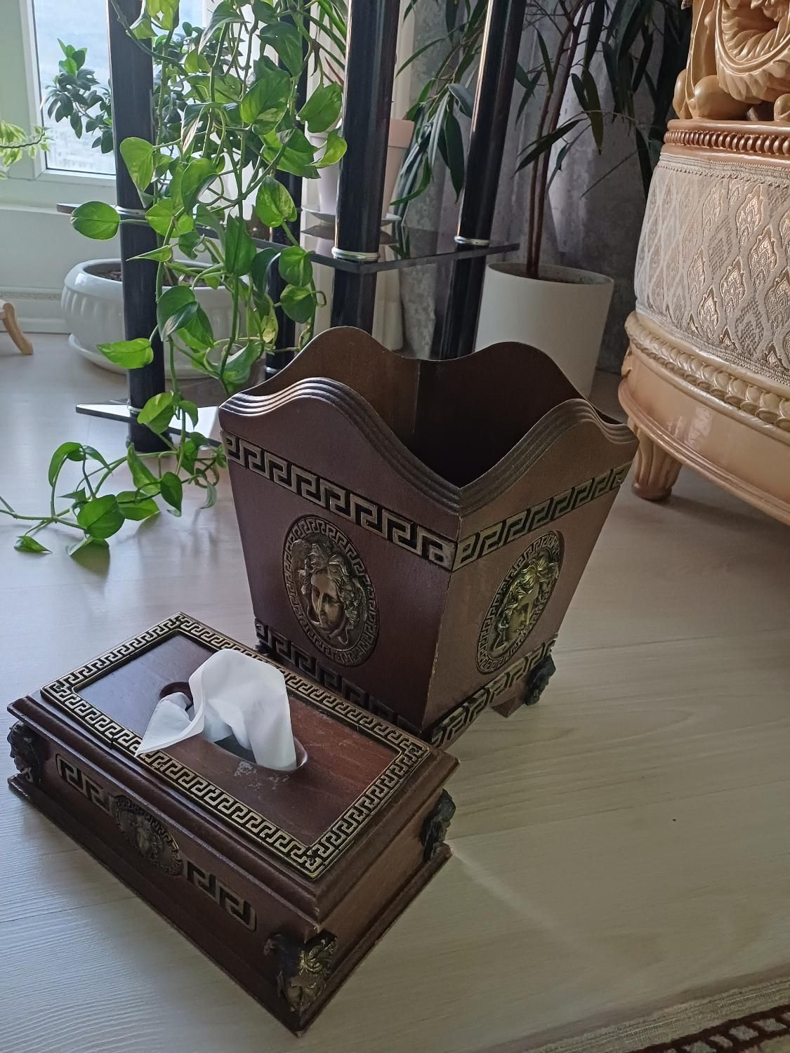 سطل آشغال و جا دستمالی چوبی|صنایع دستی و سایر لوازم تزئینی|تهران, زیبادشت|دیوار