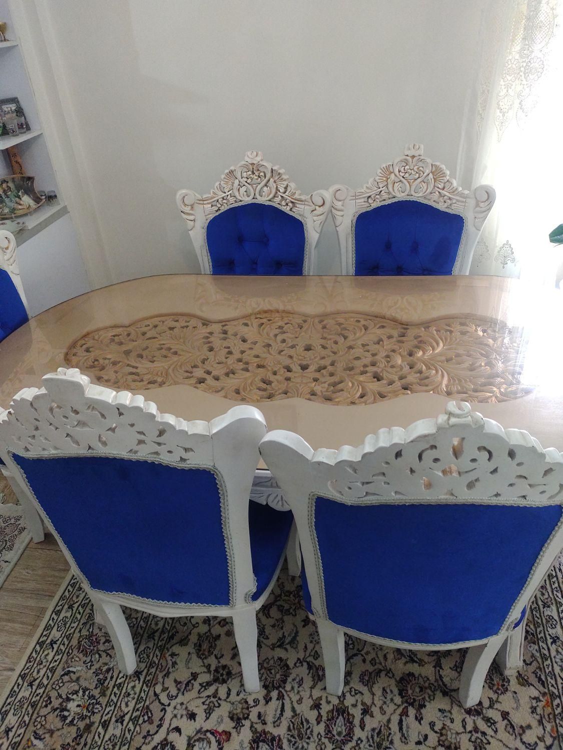 میز ناهاخوری شش نفزه با شیشه|مبلمان خانگی و میز عسلی|تهران, کوی فراز|دیوار