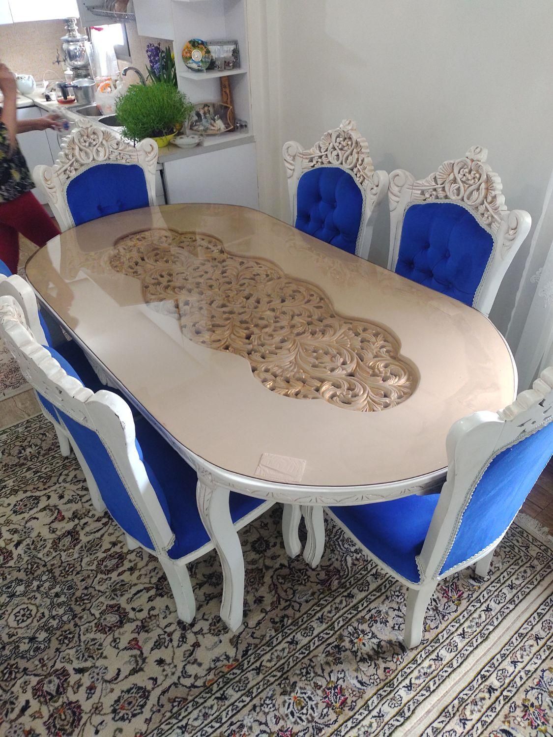 میز ناهاخوری شش نفزه با شیشه|مبلمان خانگی و میز عسلی|تهران, کوی فراز|دیوار