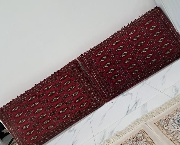یک جفت پشتی ترکمن کاملا قدیمی دستباف پرز دار|پشتی|صباشهر, |دیوار